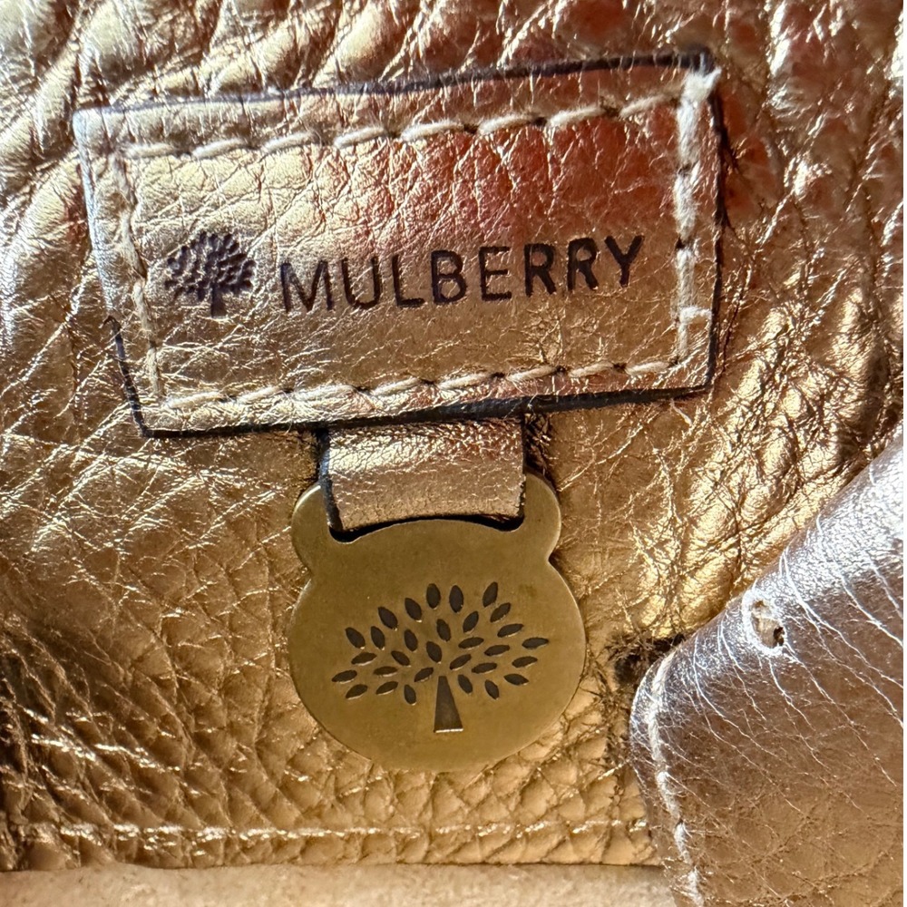 Rare Mulberry Bayswater Metallic Gold Leather Braided Handle Bag Vintage Y2K - Picture 3 of 16